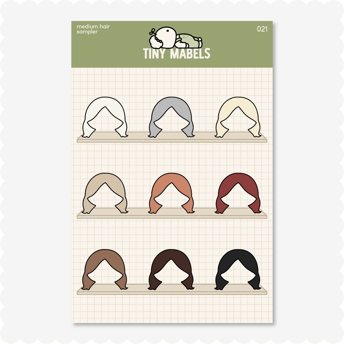 Medium Hair Sticker Sheet